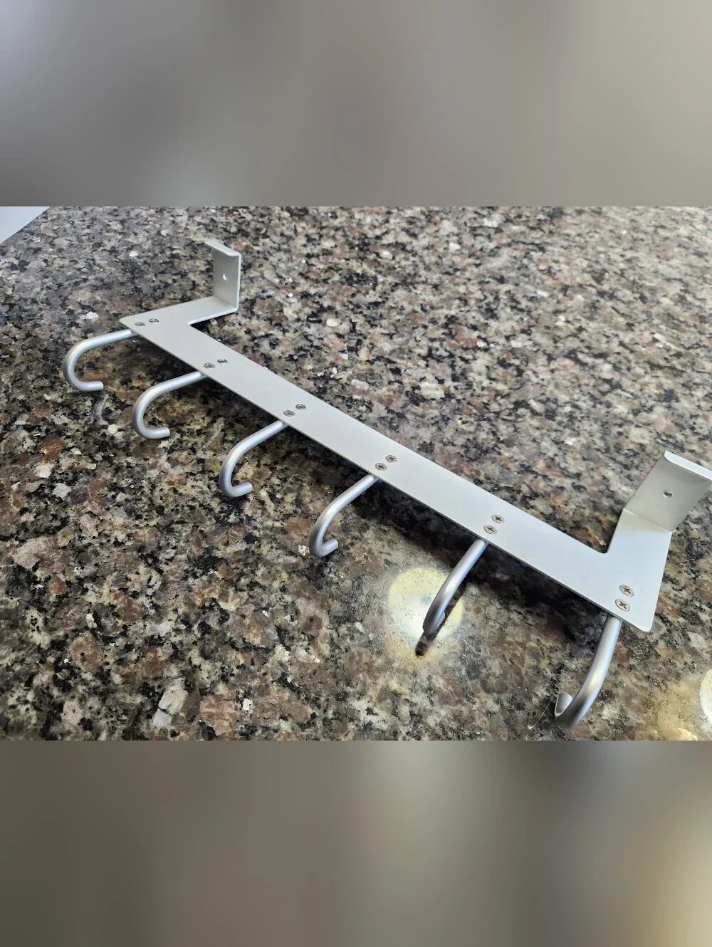 Brushed Silver Over-the-Door 6 Hook Rack - Modern Wall Organizer
